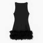 Feather-Trimmed Mini Dress for Evening Occasions