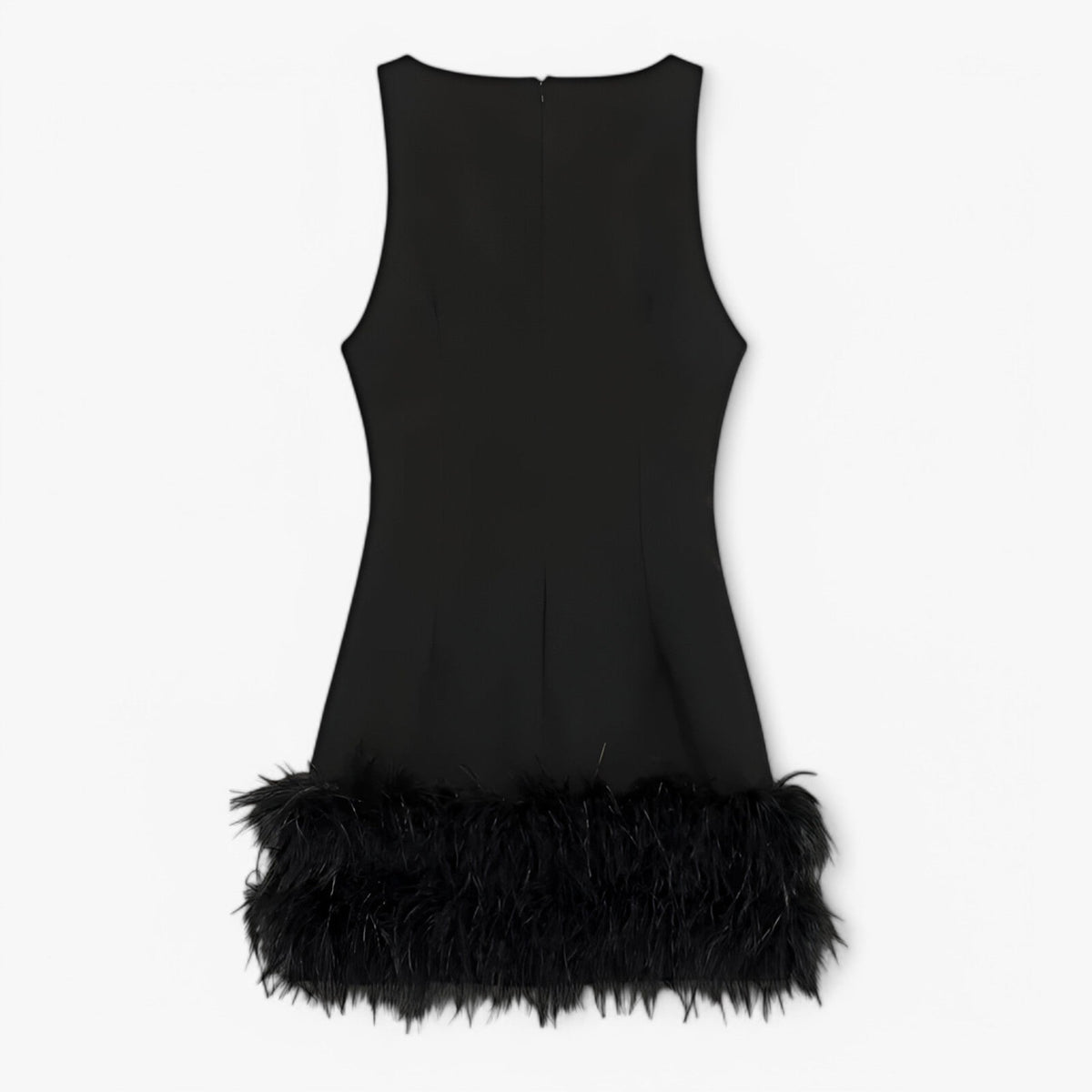 Feather-Trimmed Mini Dress for Evening Occasions