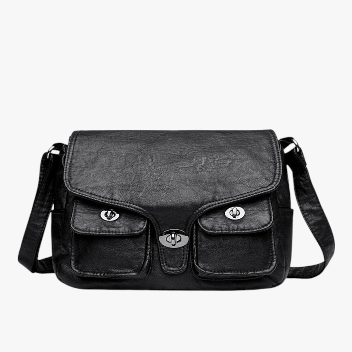 Retro-Style PU Leather Shoulder Bag with Adjustable Strap