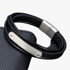 Personalised Braided Faux Leather Bracelet with Engraved Initial