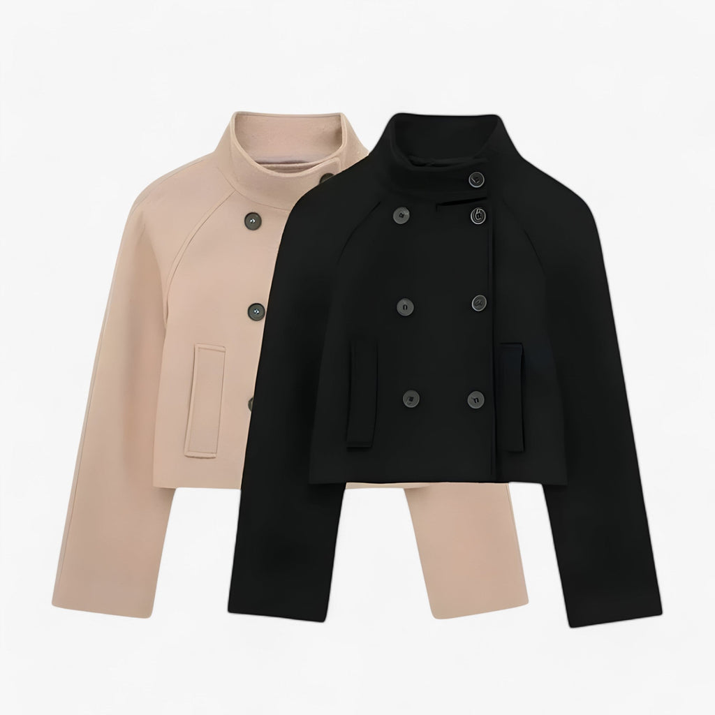Double-Breasted Wool-Look Jacket for Women at Work