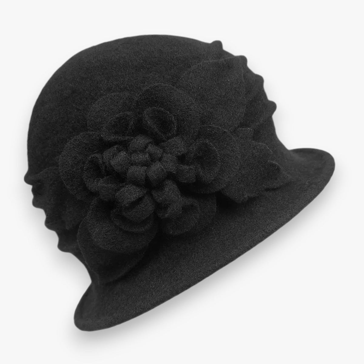 Floral Print Wool Blend Fedora Hat for Autumn and Winter