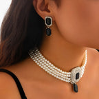 Multi-Layered Pearl Necklace and Earring Set for Occasions
