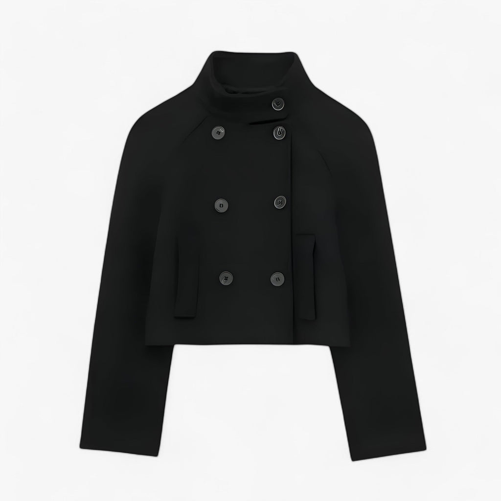 Double-Breasted Wool-Look Jacket for Women at Work