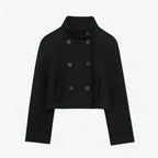 Double-Breasted Wool-Look Jacket for Women at Work
