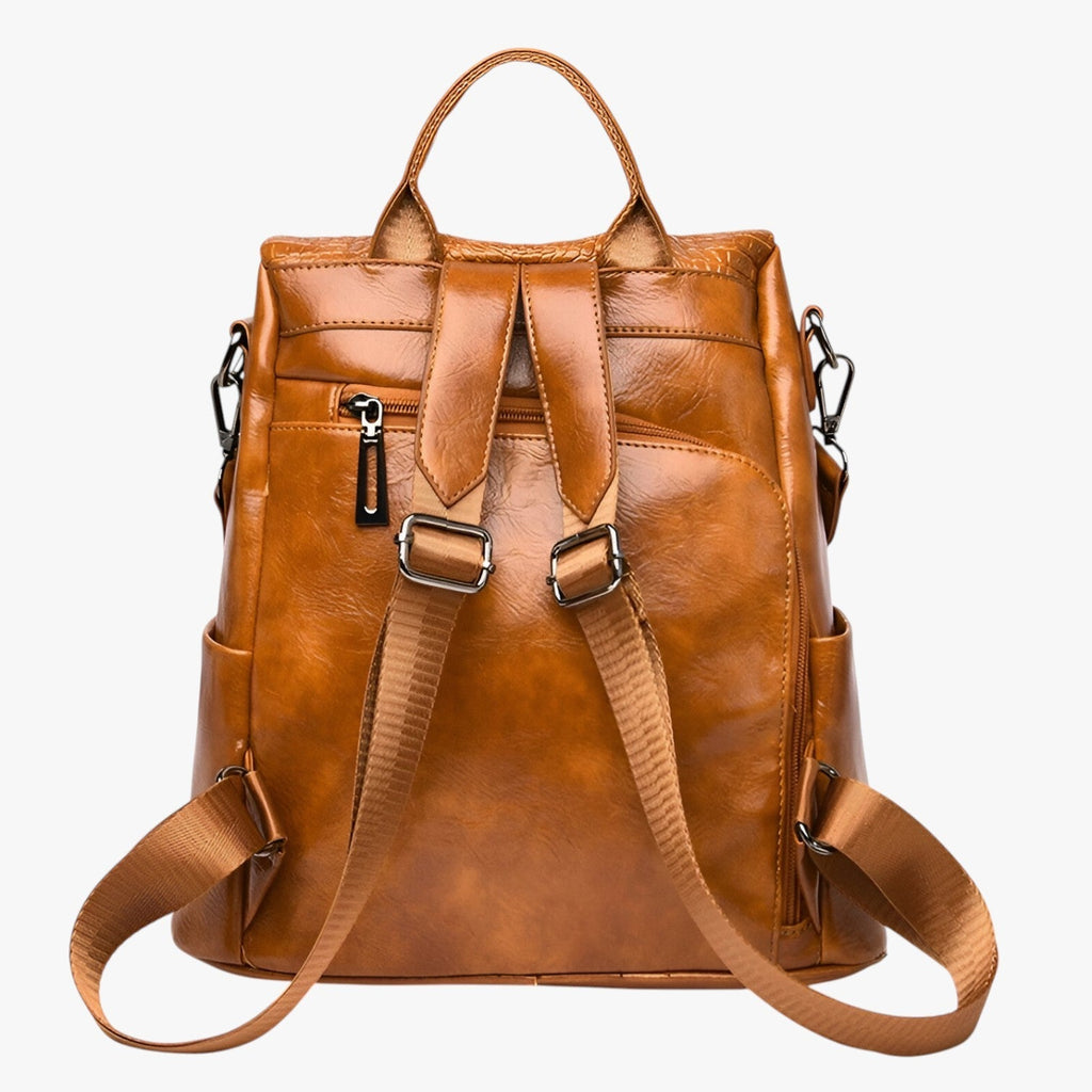 Soft Faux Leather Backpack with Anti-Theft Back Zip Pockets
