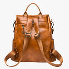 Soft Faux Leather Backpack with Anti-Theft Back Zip Pockets