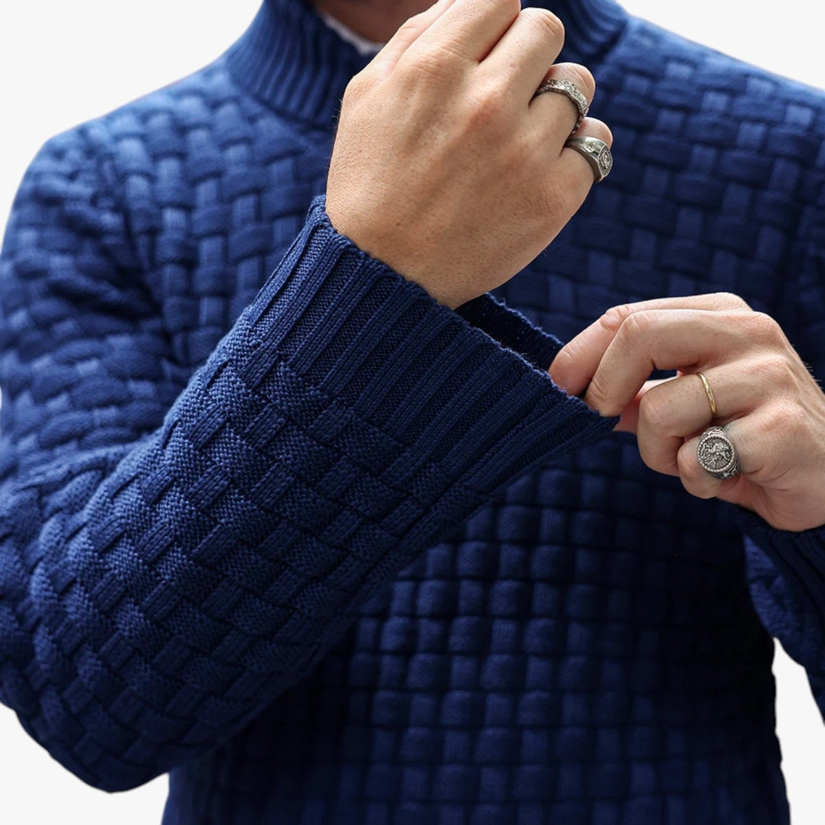 Ribbed Crewneck Knit Jumper for Men in Soft Yarn