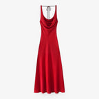 Asymmetric Maxi Dress in Lightweight Flowing Fabric