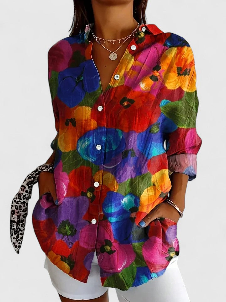 Colourful Print Blouse with Relaxed Fit