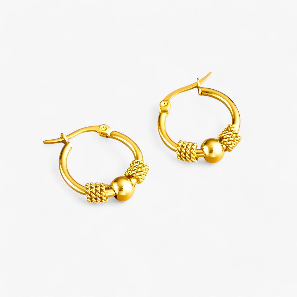 Woven Gold-Tone Earrings with Classic Pattern