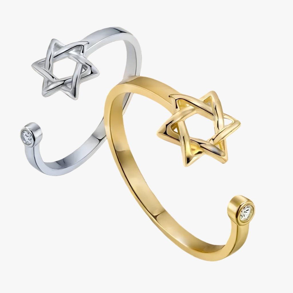 Justerbar zirkoniaring med glittrande hexagonal sten