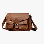 Retro-Style PU Leather Shoulder Bag with Adjustable Strap
