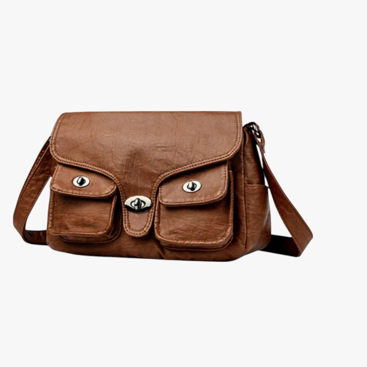 Retro-Style PU Leather Shoulder Bag with Adjustable Strap