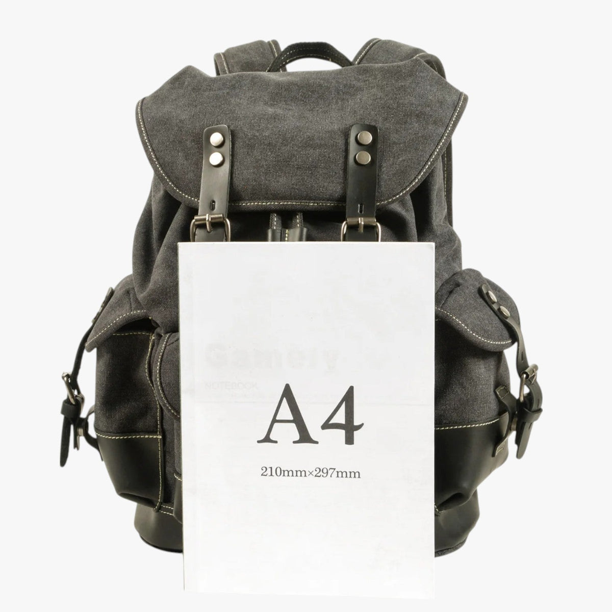 Canvas and Faux Leather Hiking Backpack with Padded Straps