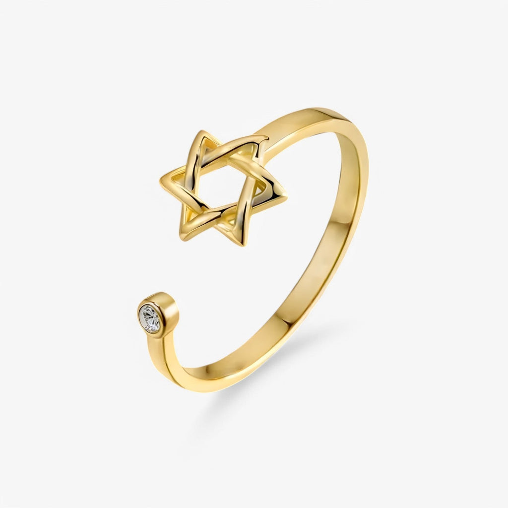 Justerbar zirkoniaring med glittrande hexagonal sten