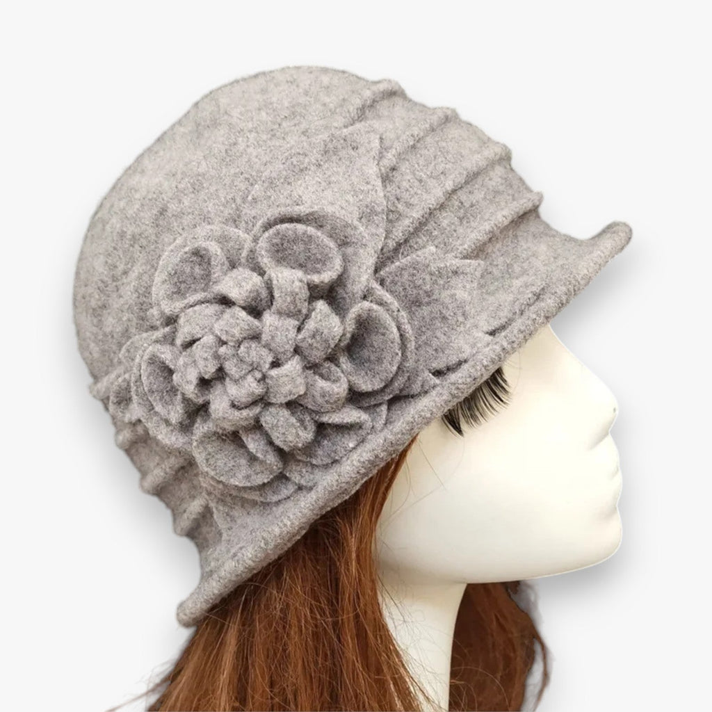 Floral Print Wool Blend Fedora Hat for Autumn and Winter
