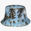 Sombrero de ala ancha con estampado tropical de hojas de palmera