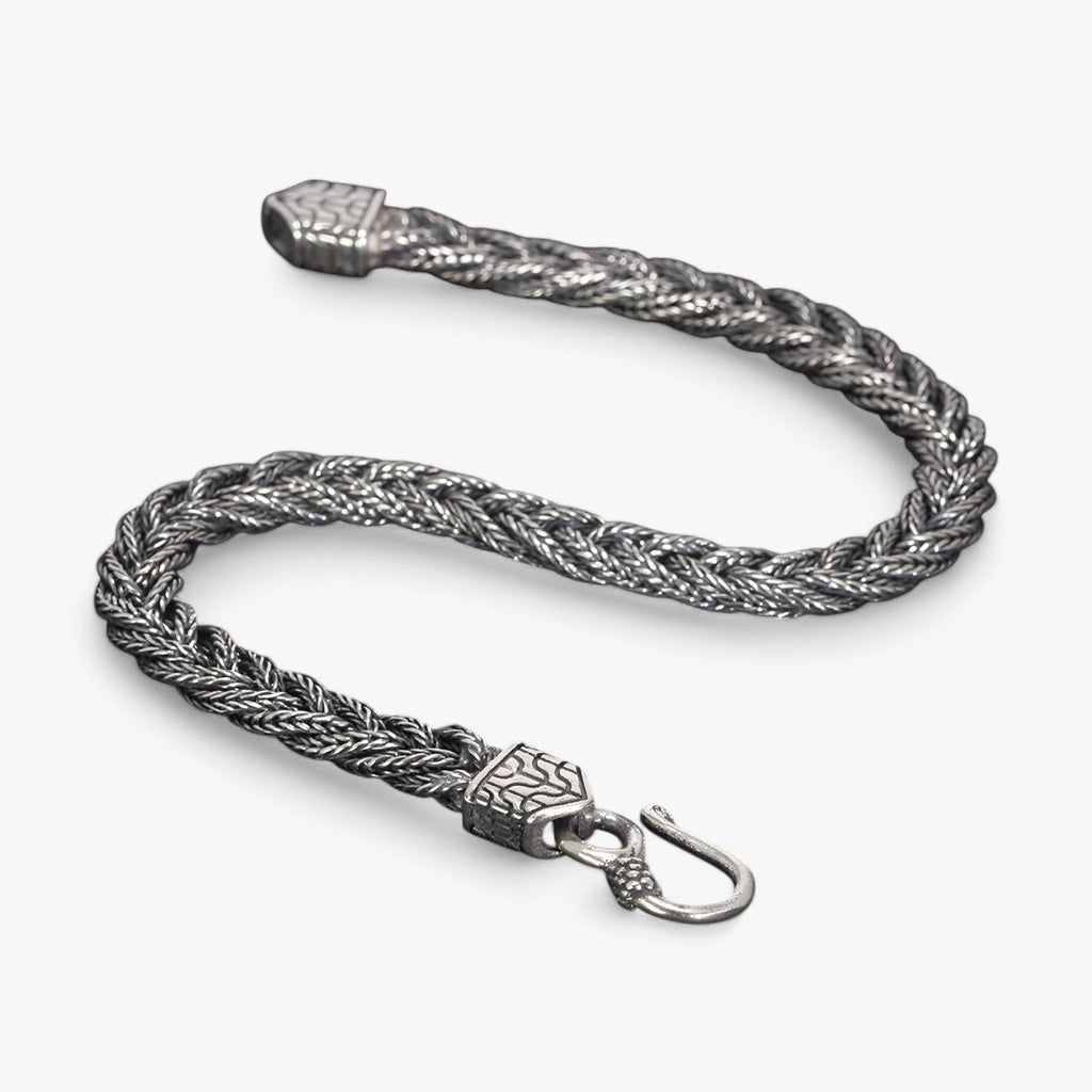Handwoven Silver-Tone Bracelet for Men