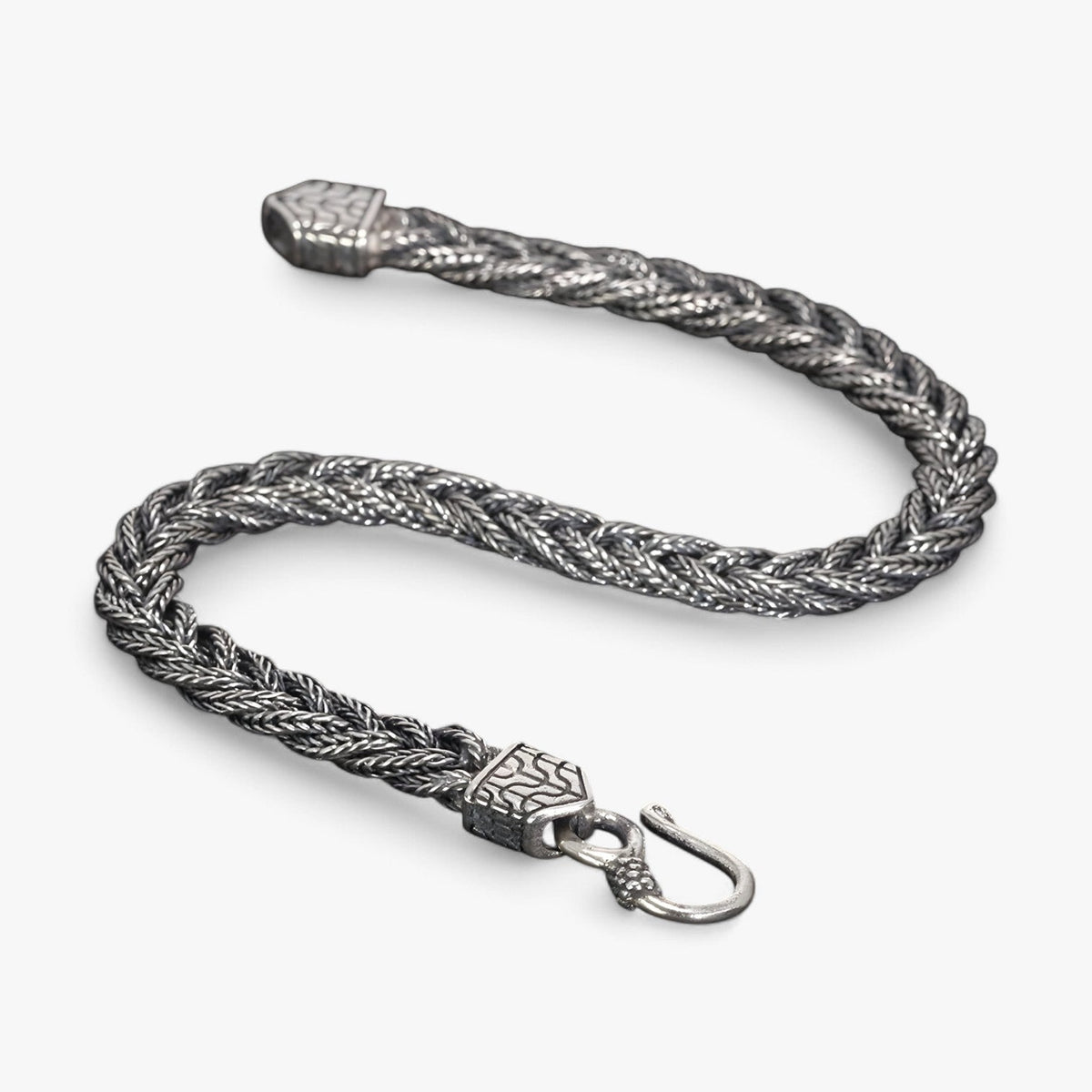 Handwoven Silver-Tone Bracelet for Men