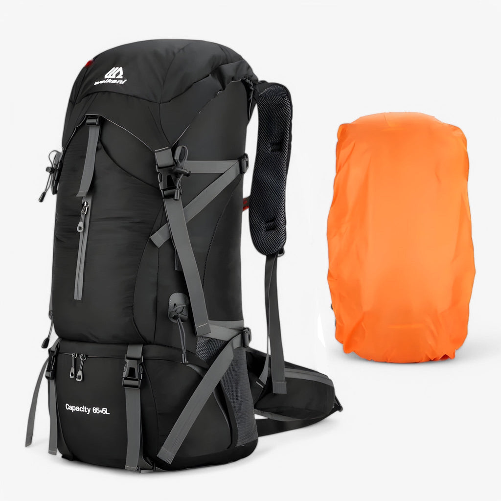 70L Nylon Hiking and Camping Backpack with Rain Cover