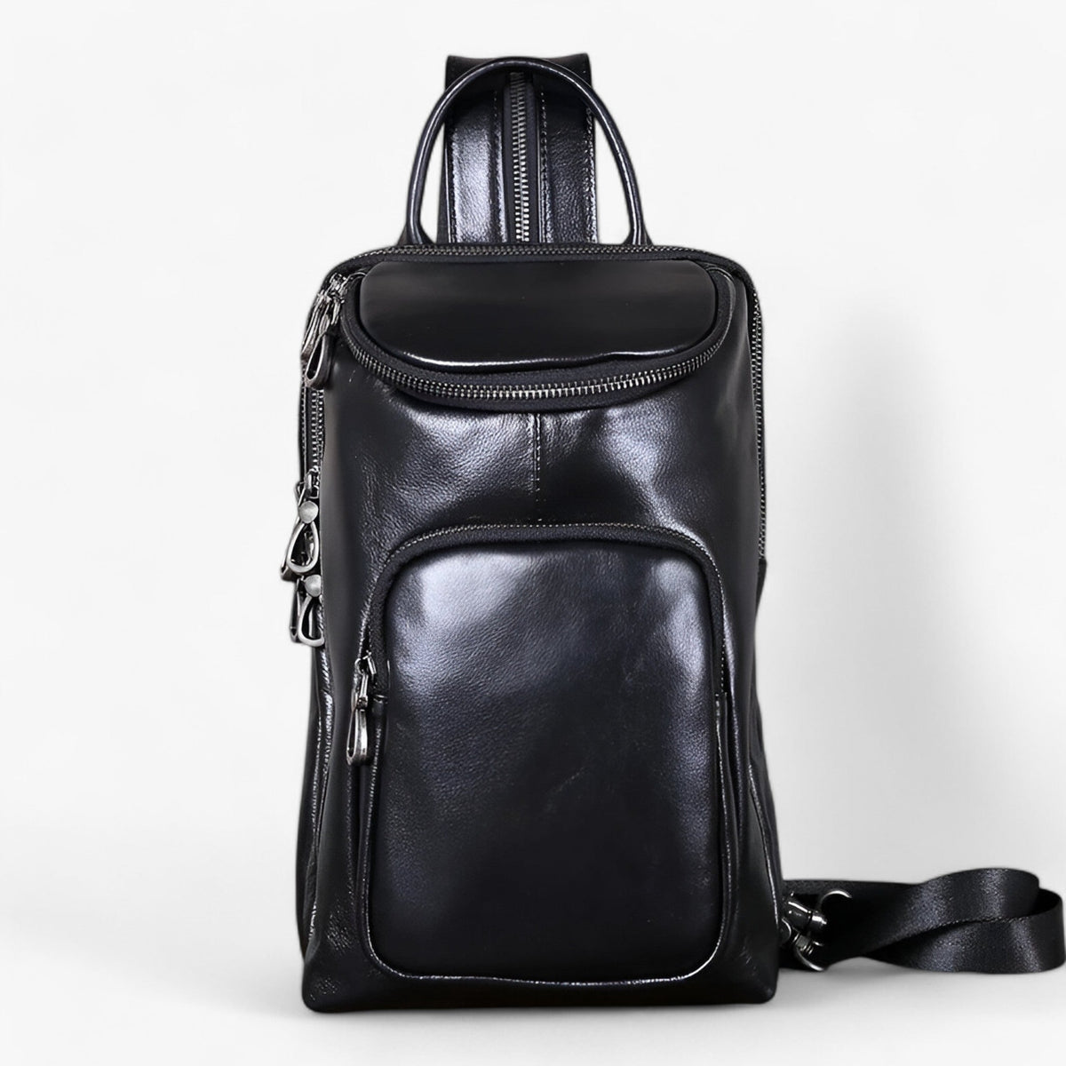 Convertible Faux Leather Chest Bag and Backpack