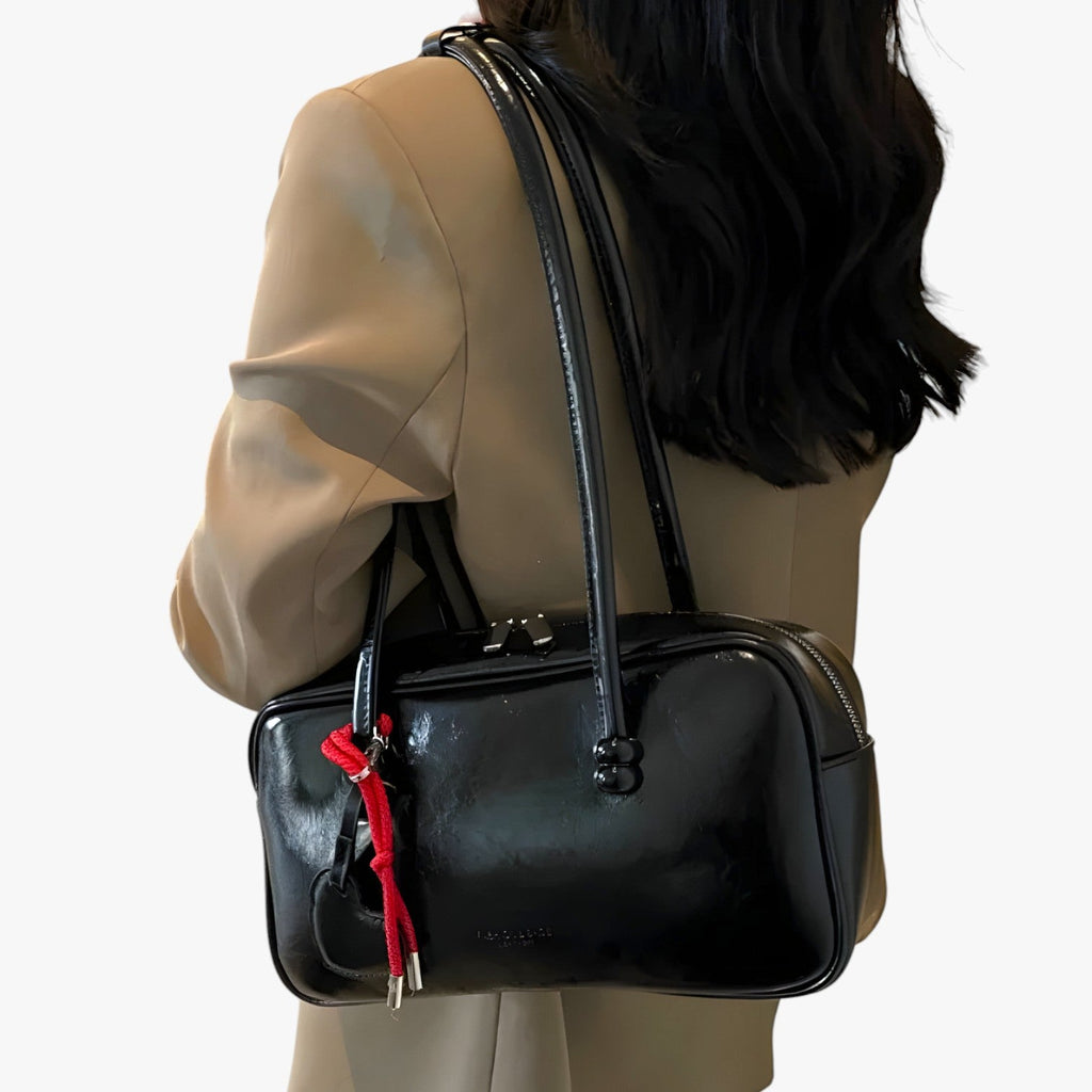 Vintageinspirerad strukturerad arbetsväska i tote-modell