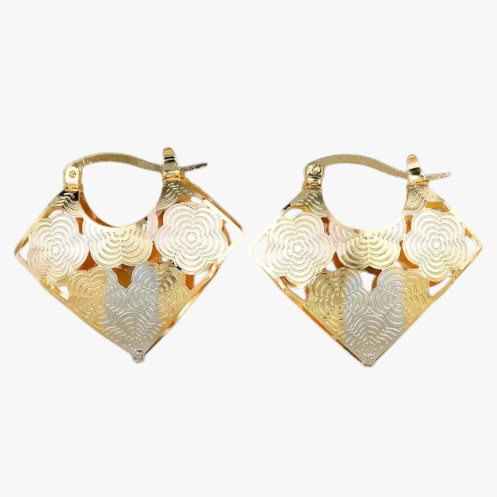 Multicolour Rose Motif Brooch with Triangle Design