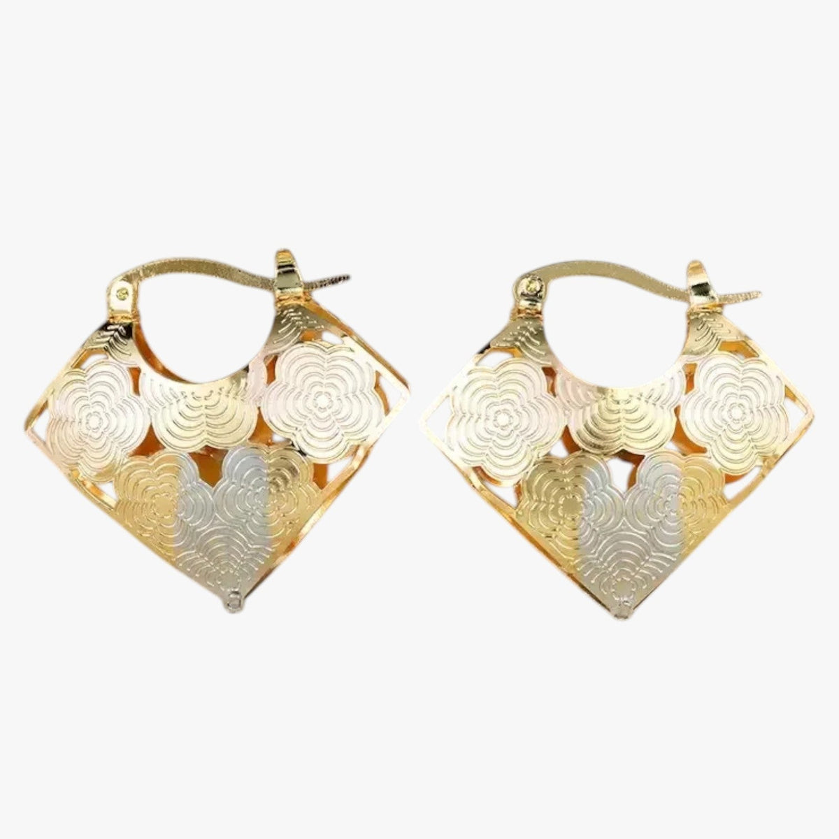 Multicolour Rose Motif Brooch with Triangle Design