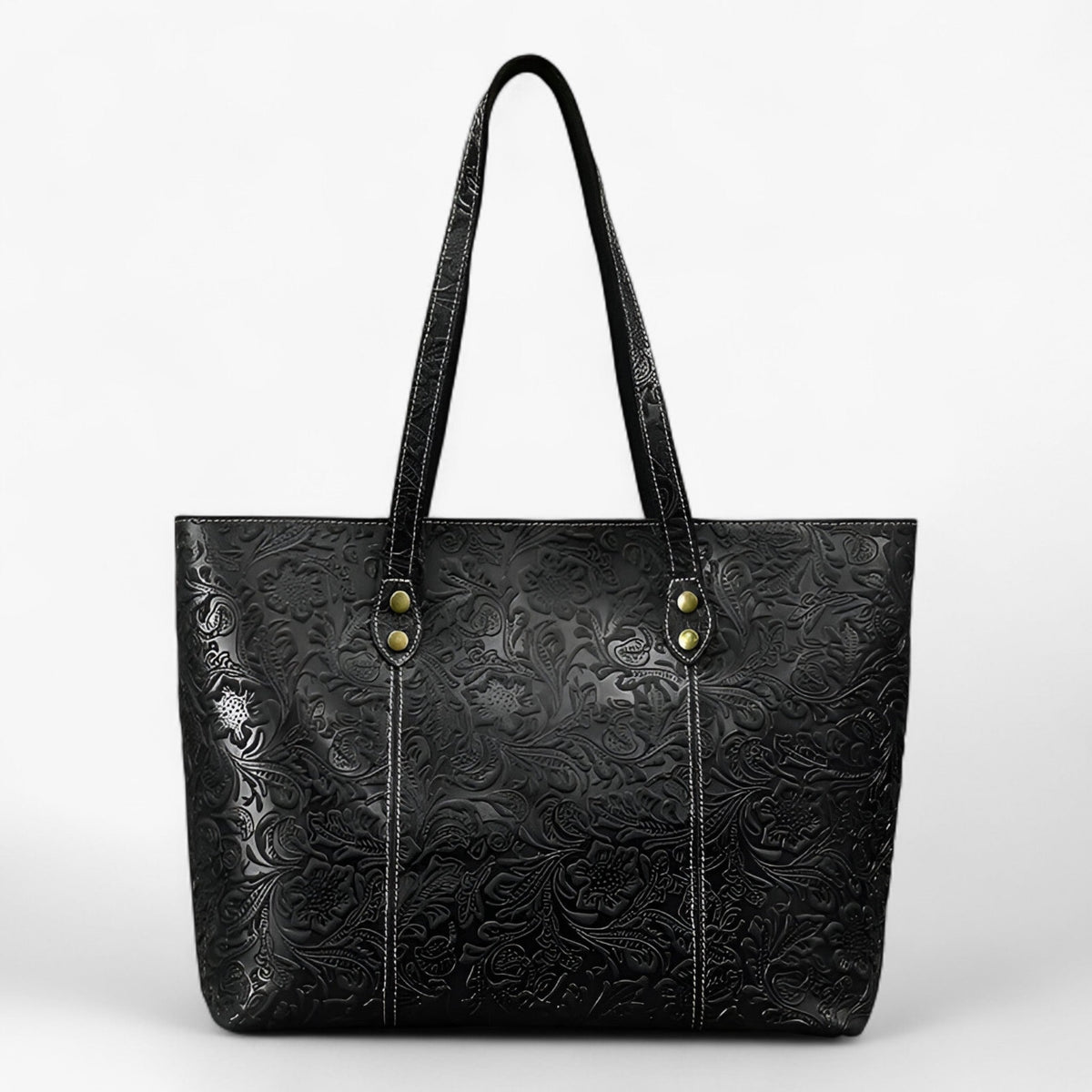 Retro-Style Faux Leather Tote Bag with Spacious Interior