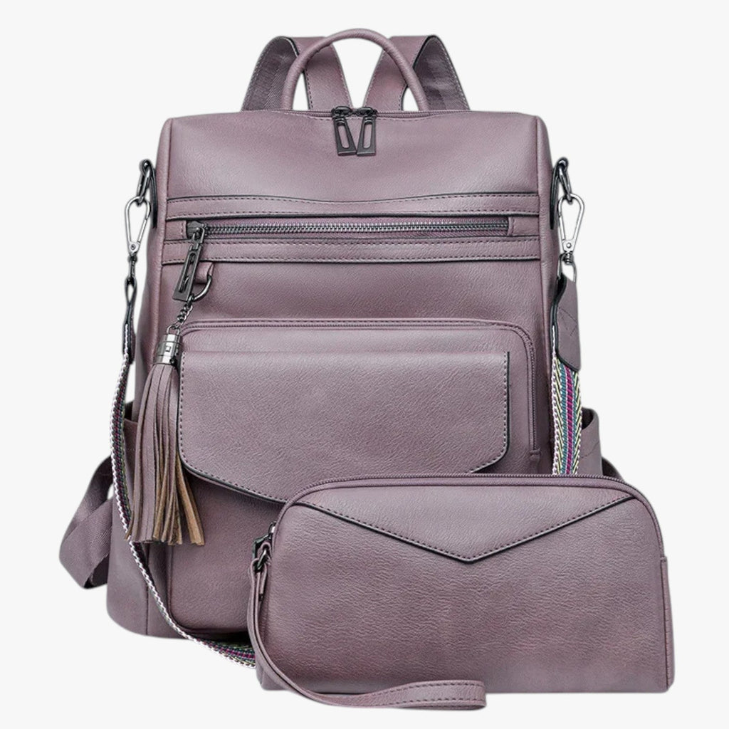 Faux Leather Backpack with Padded, Adjustable Shoulder Straps