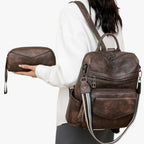 Faux Leather Backpack with Padded, Adjustable Shoulder Straps
