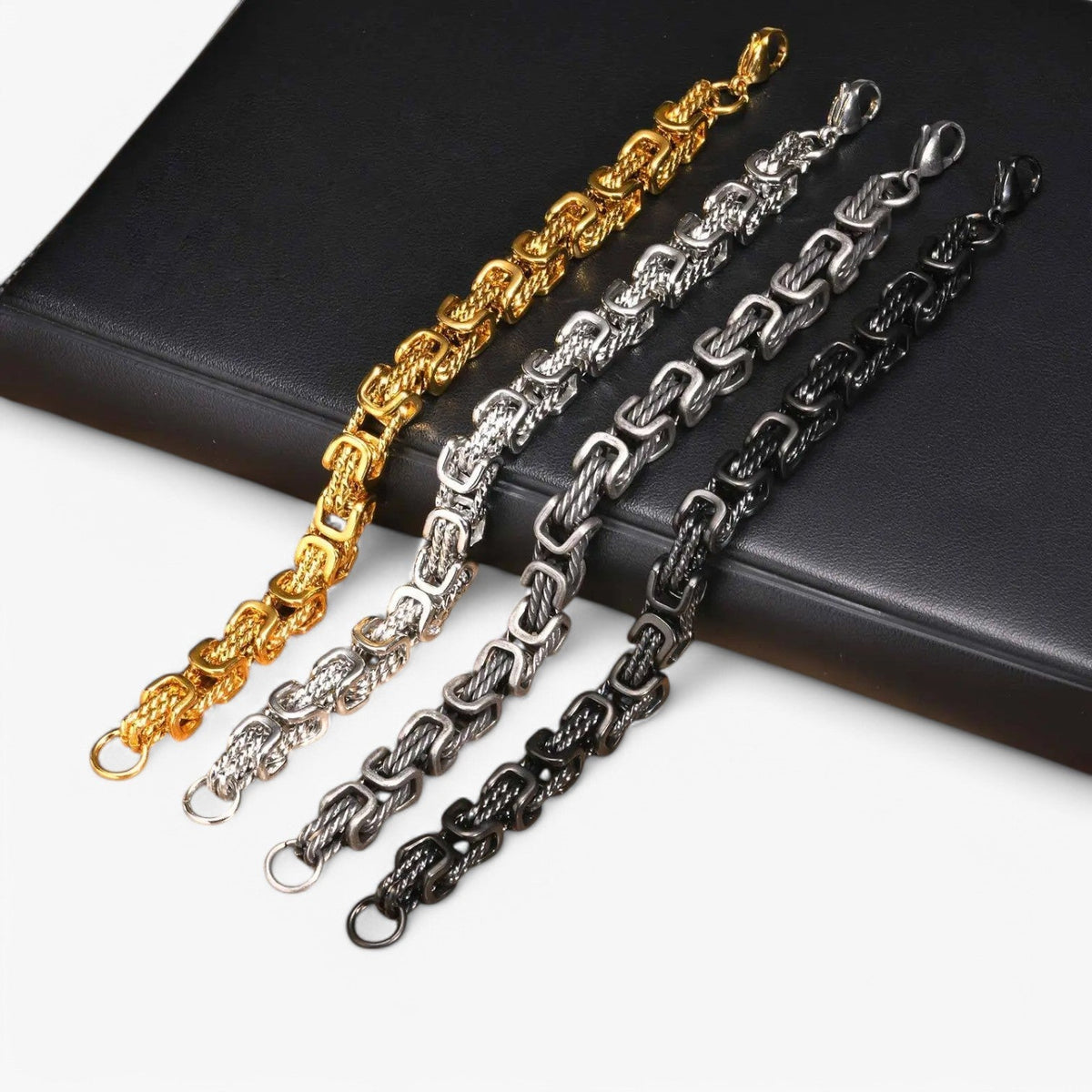 Men's Chunky Byzantine Link Bracelet in Stainless Steel