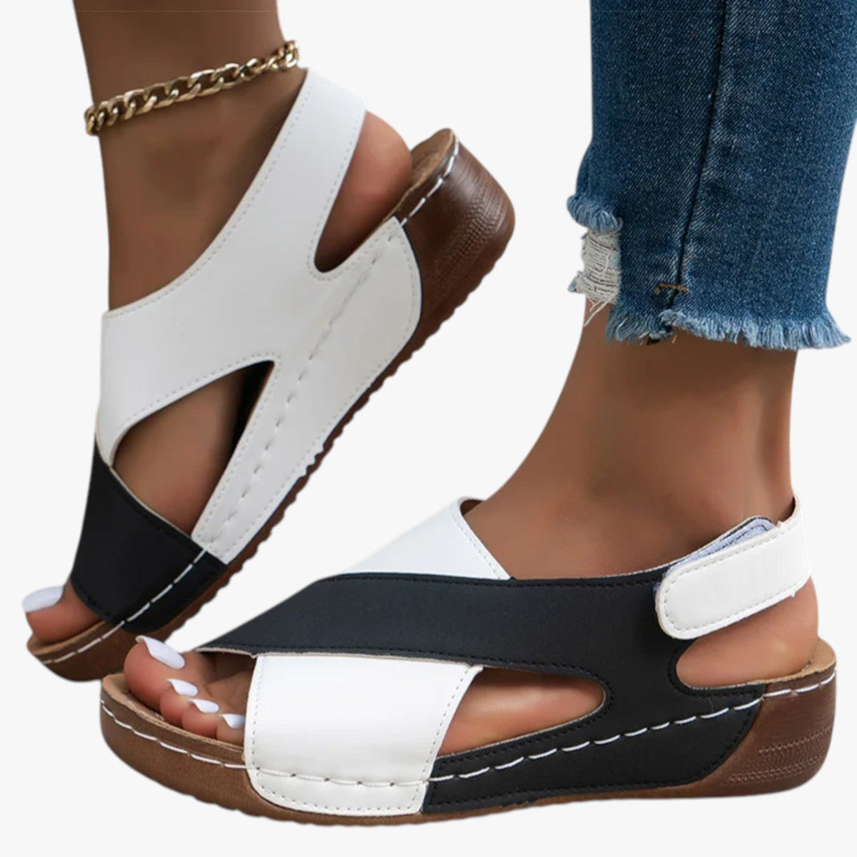 Sandalias de cuña con diseño transpirable de puntera abierta