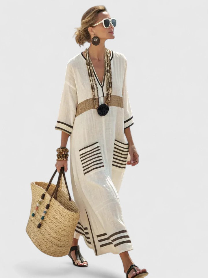 Two Tone Maxi Dress with Classic Silhouette