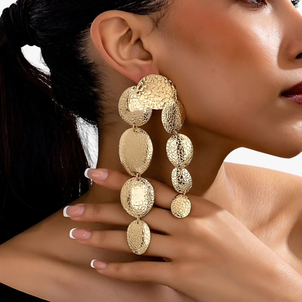 Long Geometric Drop Earrings with a Minimalist Design