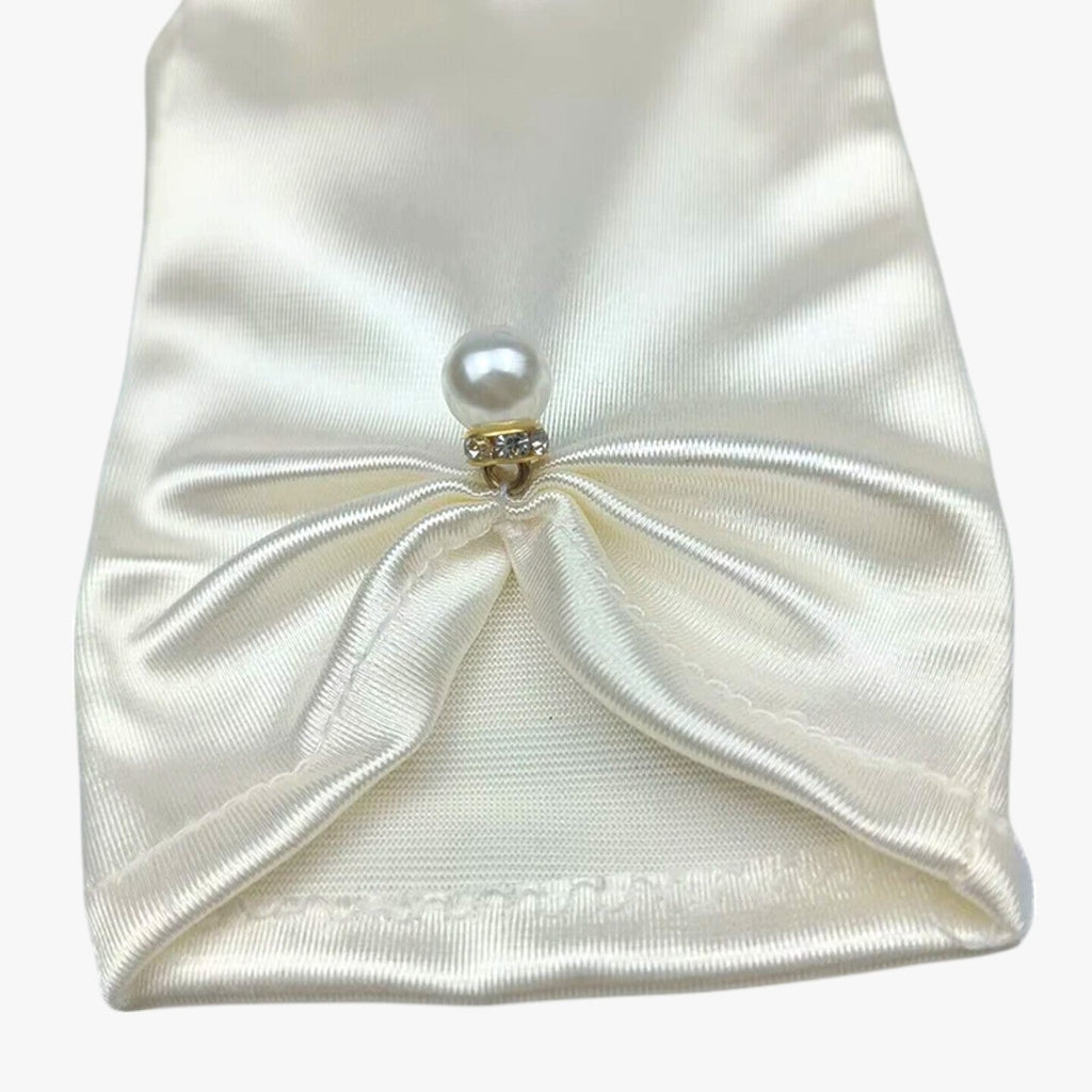 Satin Gloves with Pearl Detail for Ceremonies