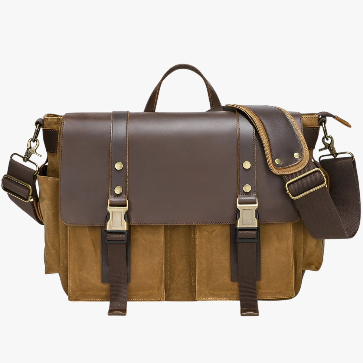 Vintage Faux Leather Messenger Bag with Adjustable Strap