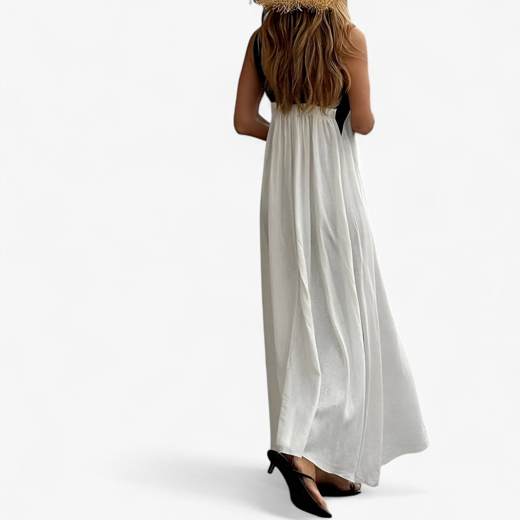 Halter Neck Maxi Dress with Plunging V-Neckline