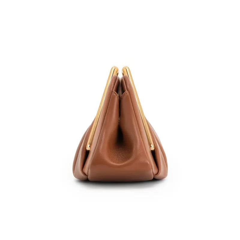 Origami-Inspired Faux Leather Clutch with a Gold-Tone Handle