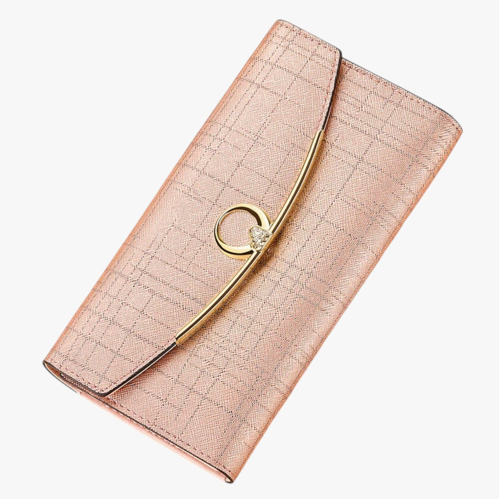 Faux Leather Wallet with Zip Closure and Multiple Compartments