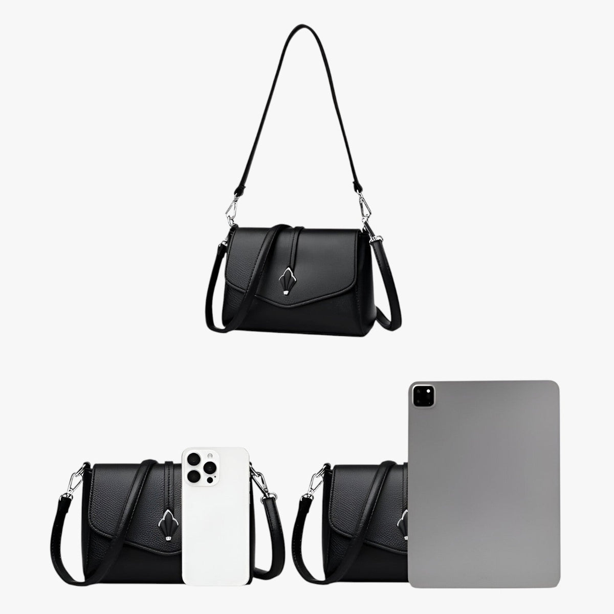 Structured PU Leather Shoulder Bag with Adjustable Strap