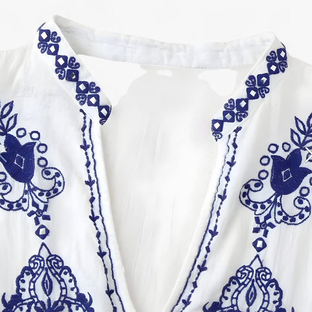 Boho Embroidered Blouse with Loose Breathable Fit