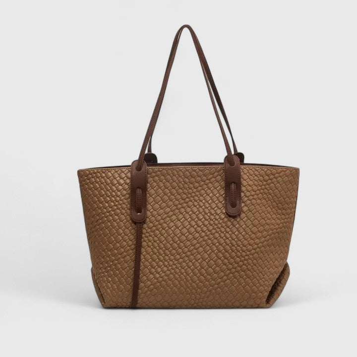 Bolso de asas de textura trenzada con capacidad para el día a día