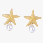 Starfish Shell-Shaped Earrings in Silver or Gold Finish