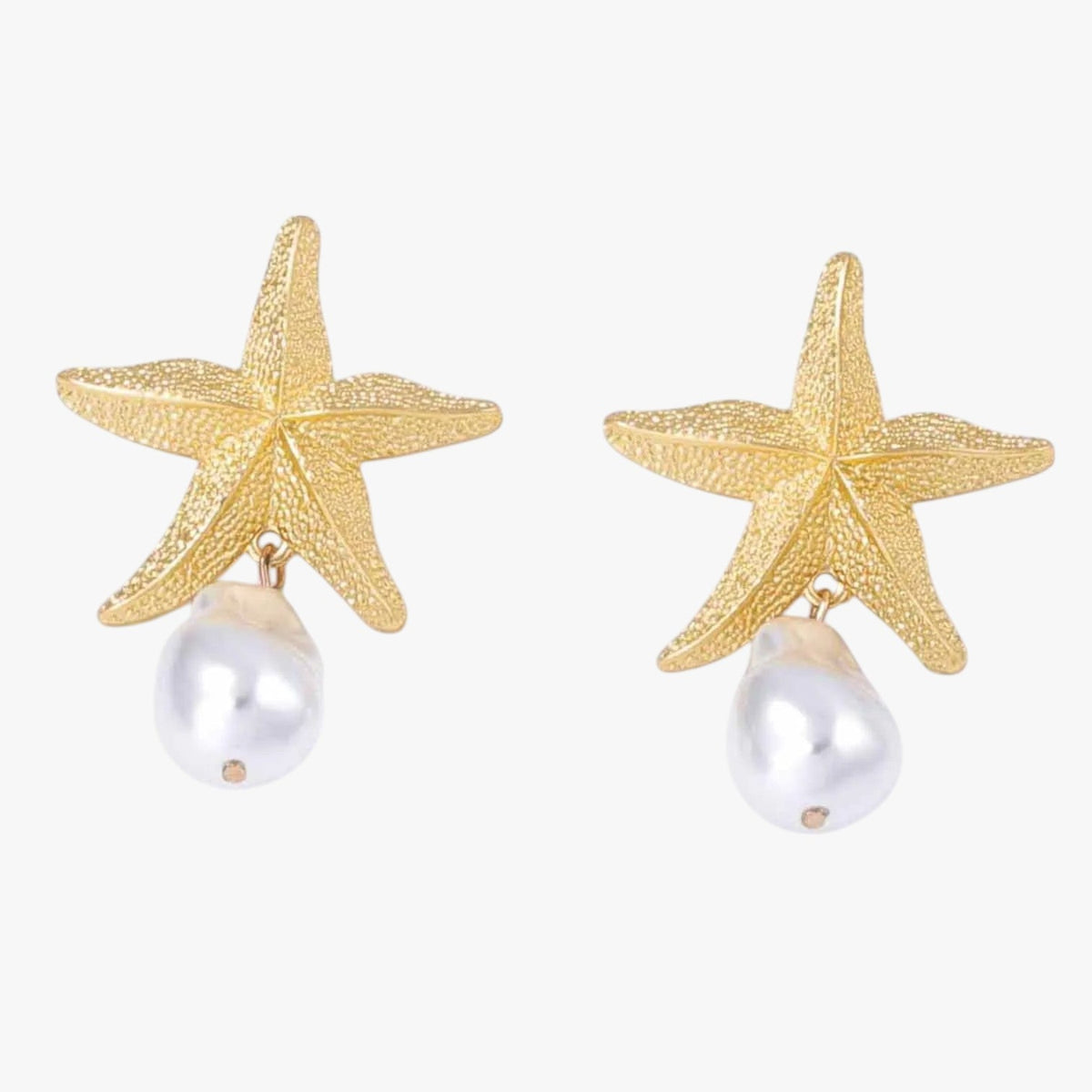 Starfish Shell-Shaped Earrings in Silver or Gold Finish