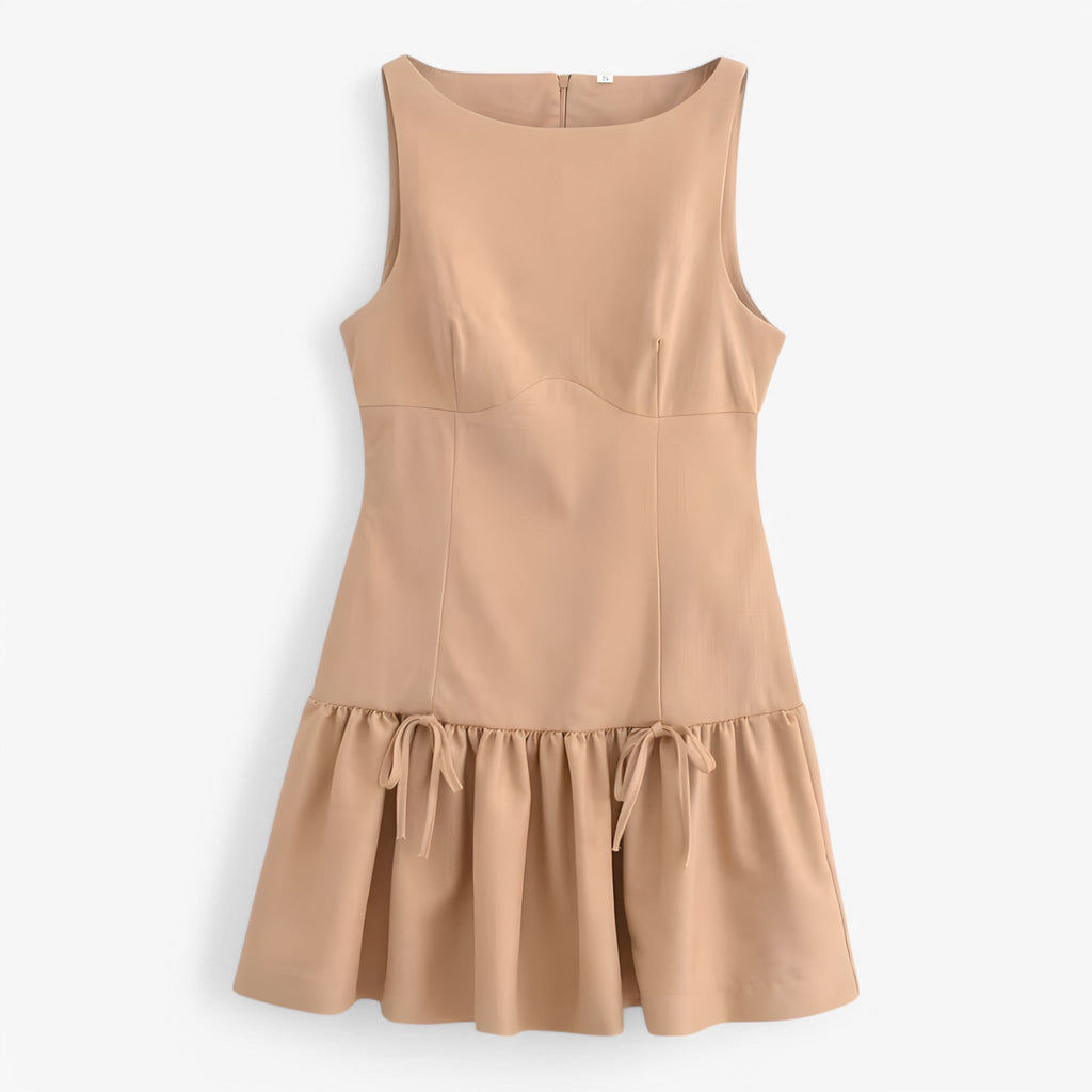 Ruffled Mini Dress with Bow Detail for Evening Occasions