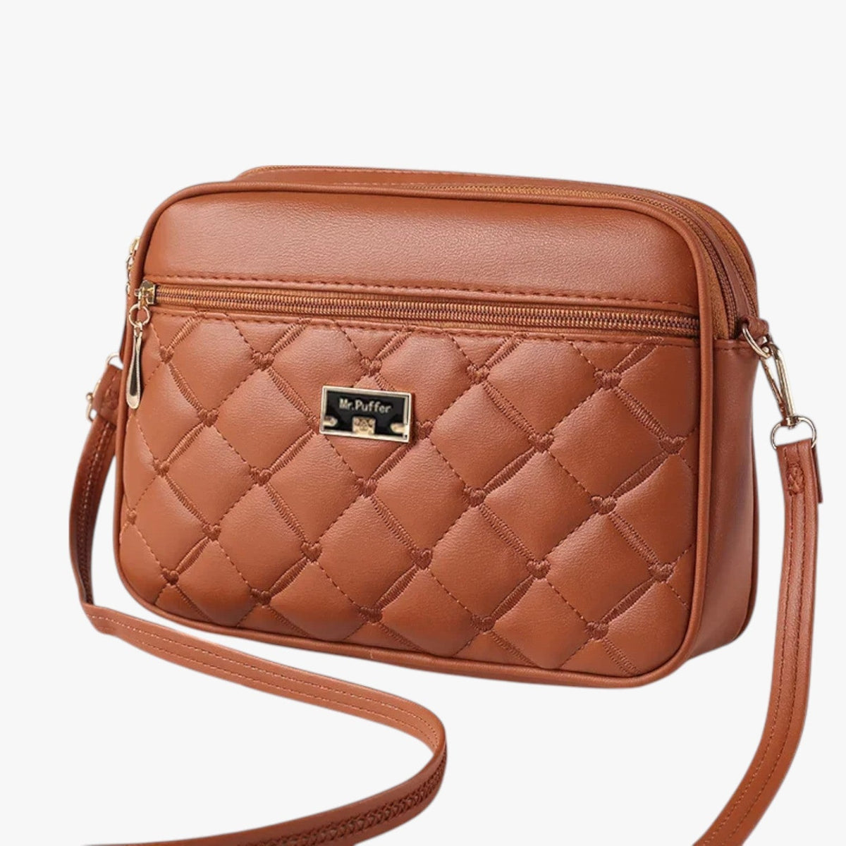 Small Quilted PU Shoulder Bag with Glossy Finish