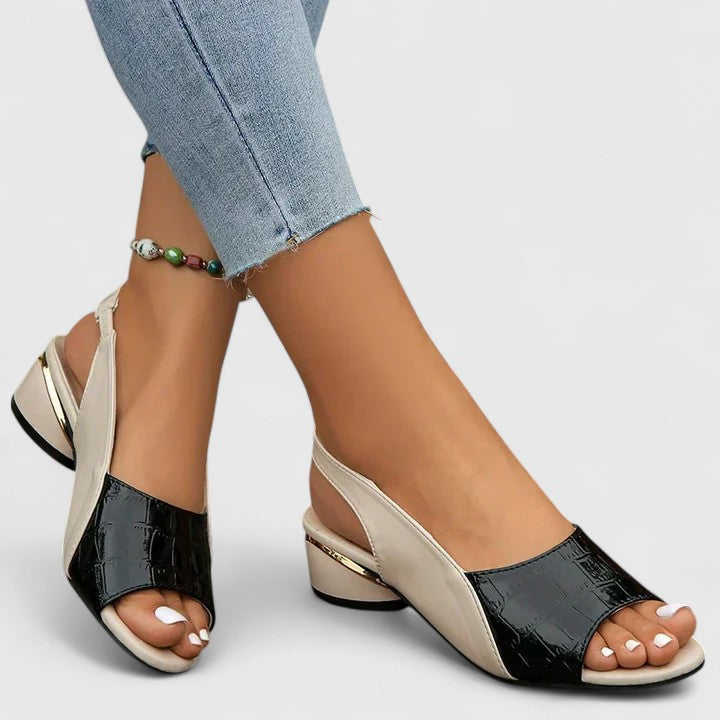 Leather Look Sandals with Buckle Strap and Rubber Sole