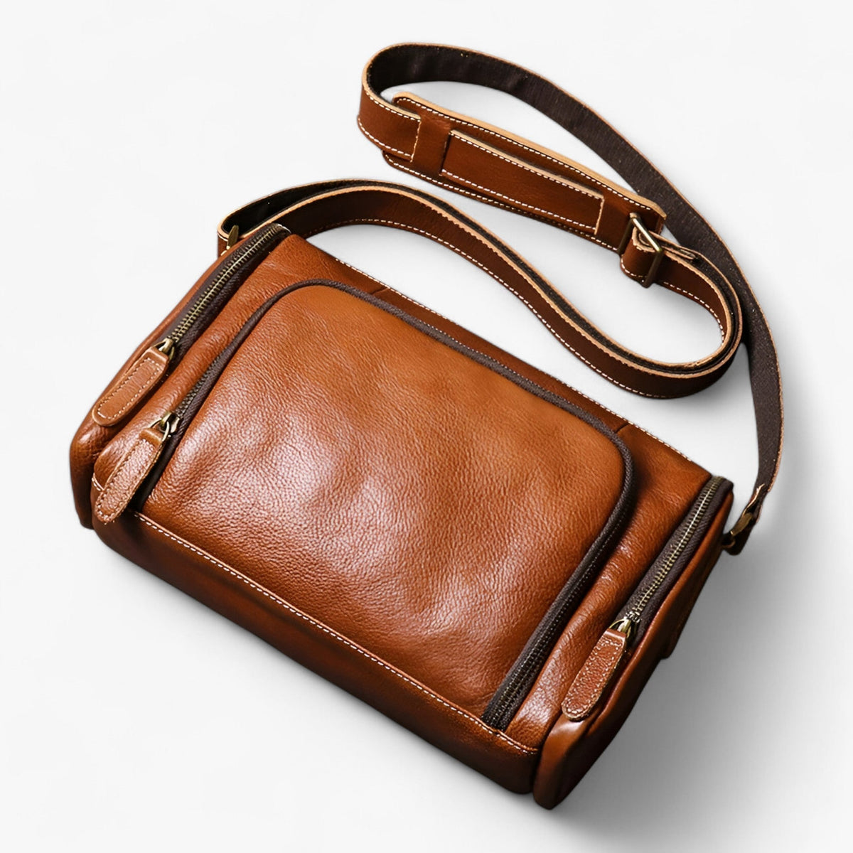 Vintage Structured Shoulder Bag with Multiple Compartments